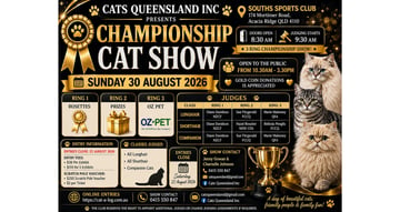 Event Cats Queensland Championship Cat Show – Sunday 30 August 2026